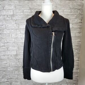 Gap‎ Moto Jacket Asymmetrical Zip Black French Terry Vintage XS